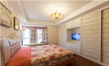 衡阳新城国际160平米美式风格装修实景图美式卧室装修图片
