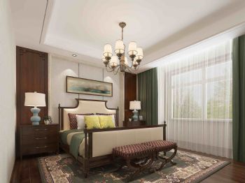 现代中式大户型设计案例中式卧室装修图片
