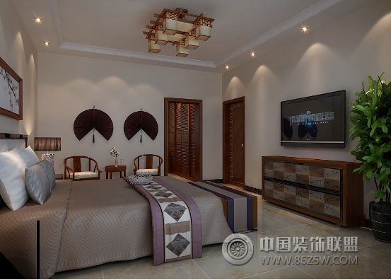中式三居装修设计图中式风格卧室装修效果图