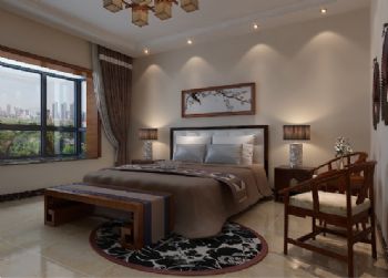 传统中式三居装修设计图中式卧室装修图片