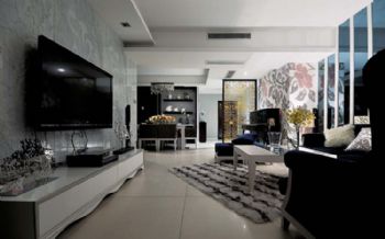 160平灰色系四居装修案例现代客厅装修图片