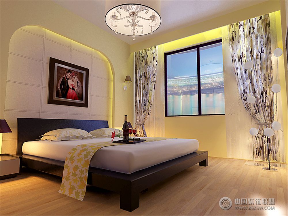 温馨时尚三居设计案例现代风格卧室装修效果图