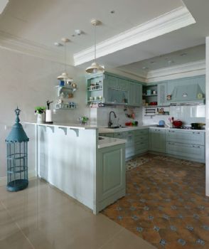 美式生活情调 160㎡唯美空间美式厨房装修图片