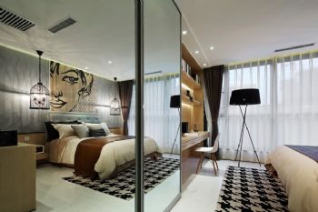 49㎡现代时尚单身公寓设计欣赏现代卧室装修图片