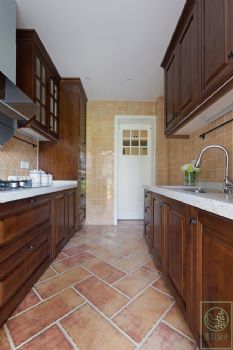 103平米美式三居样板房设计美式厨房装修图片