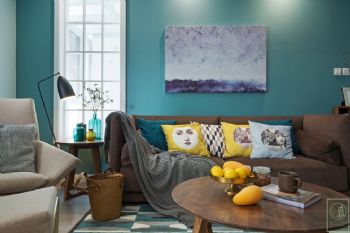 浅蓝经典 北欧三居设计案例简约客厅装修图片