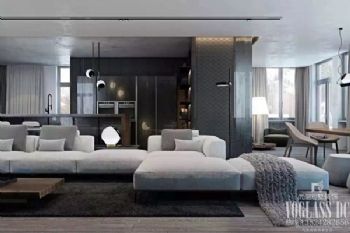 低调奢华灰色系公寓设计现代客厅装修图片