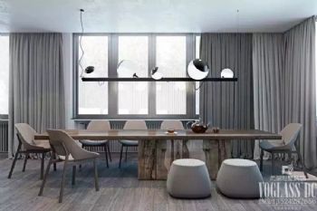 低调奢华灰色系公寓设计现代餐厅装修图片