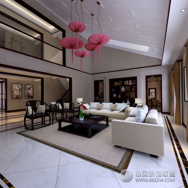 新中式别墅设计图中式风格客厅装修效果图