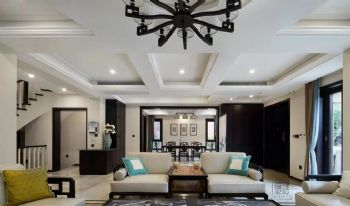 360平米新中式别墅设计中式客厅装修图片