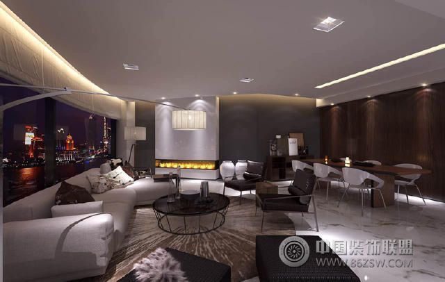 极简主义高层公寓设计简约风格客厅装修效果图