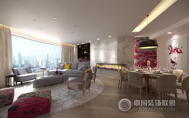 极简主义高层公寓设计简约风格客厅装修效果图