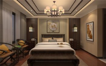 西安元本设计-沁园春 居新中式样板间中式卧室装修图片