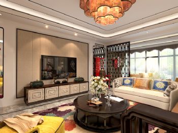 240平米新中式風格別墅設計圖中式客廳裝修圖片
