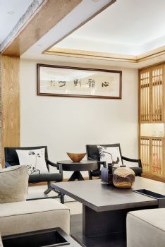 实木日式禅意大户型简约客厅装修图片
