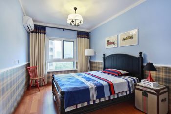 高冷风格三居样板房欣赏美式卧室装修图片