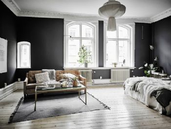 57平米黑白小户型设计案例现代客厅装修图片