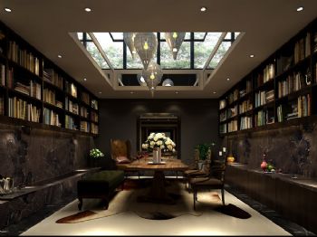500平米高品质三层别墅设计混搭书房装修图片