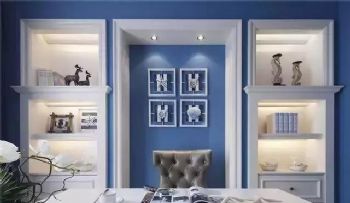 180㎡美式实景，魅力蓝调演绎精致生活！美式客厅装修图片