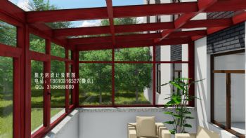 D7128铝包木阳光房设计效果图东南亚客厅装修图片