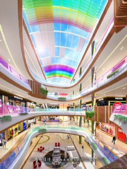 时尚城市综合体装修效果图引来众多目光：哈尔滨彩虹城购物乐园商场装修图片