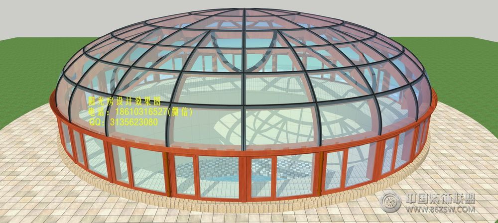 D7615天穹顶阳光房设计效果图简