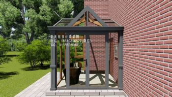 D6715北京铝包木阳光房设计效果图欧式风格客厅