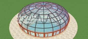D7615球形顶阳光房设计效果图简欧式风格客厅