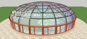 D7615球形顶阳光房设计效果图简欧式风格客厅